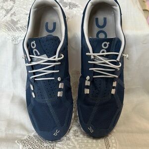 On Running Blue and White Athletic Shoes Breathable Design